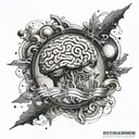 Abstract representation of ADHD brain waves with celestial elements tattoo design idea