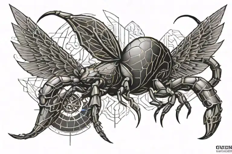 scorpion et 1962 2023 with angels wings tattoo design idea