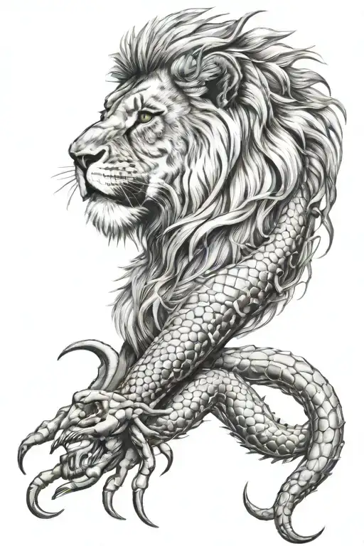 lion and scorpion tattoo design idea