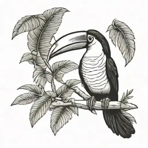 small Toucan tattoo with ecuador Amazon rainforest scene  tattoo design idea