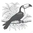 toucan with rainforest scene tattoo design idea