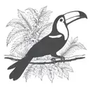 toucan with rainforest scene tattoo design idea