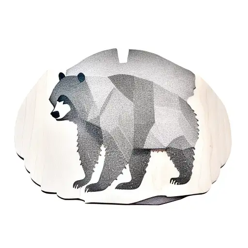 A bear carving a wooden sculpture of a crow tattoo design idea