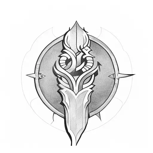 gideon with sword latern and horn tattoo design idea