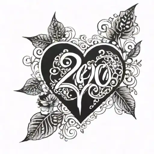 the year of birth 1970 but the zero of the year is a heart tattoo design idea