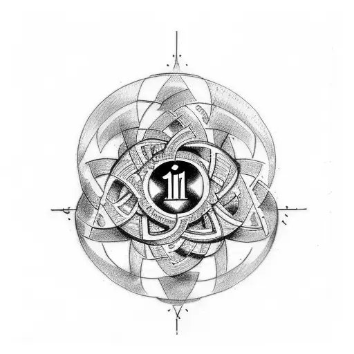  sketch-style tattoo representing the spiritual significance of the number 111 within an infinity symbol tattoo design idea