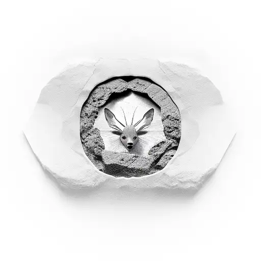 3D effect of hole cut in body like in a rock with the name Milan covering the hole like not cut out tattoo design idea