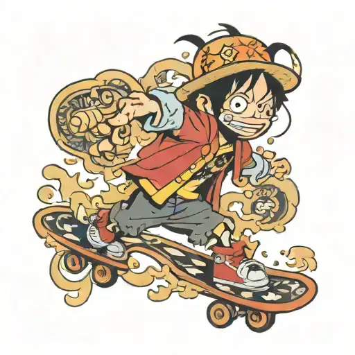 Luffy skate tattoo design idea