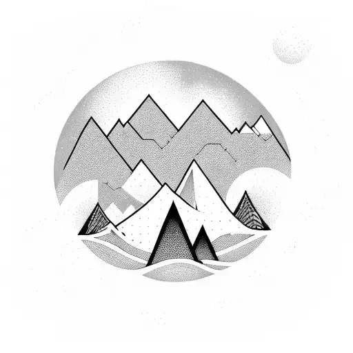 A majestic mountain range with a winding hiking trail leading to the top tattoo design idea
