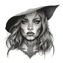 girl with half demon face  tattoo design idea