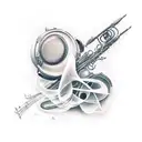 Create a tattoo that represents the connection between military service and music. tattoo design idea