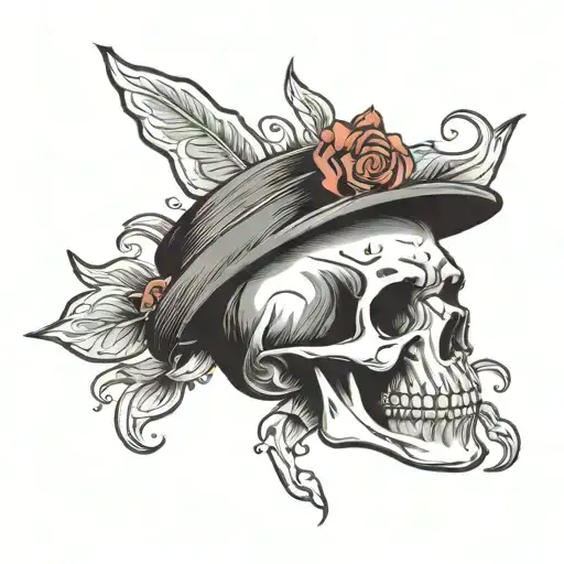 skull, rockabilly concert tattoo design idea