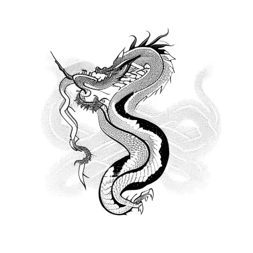 Snake and Dragon  tattoo design idea