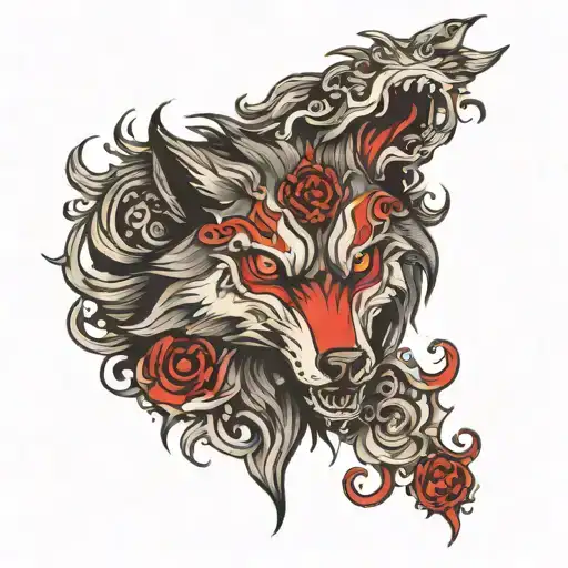 A wolf with red eyes tattoo design idea
