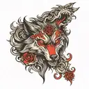A wolf with red eyes tattoo design idea