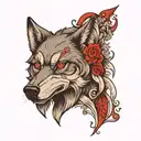 A wolf with red eyes tattoo design idea