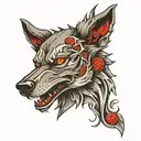 A wolf with red eyes tattoo design idea