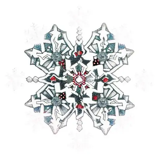 Witch knot  inside a winter snowflakes tattoo design idea