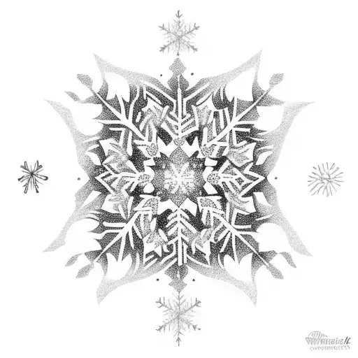 Witch kraft + winter snowflakes tattoo design idea