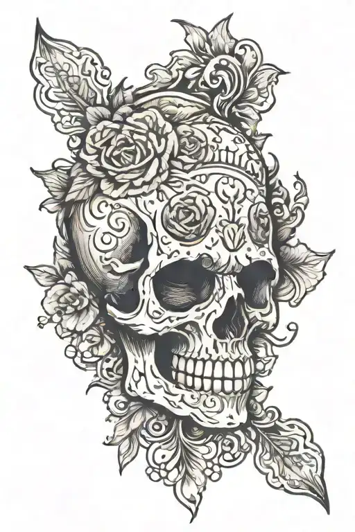 Skull Mysterious and Dark tattoo design idea