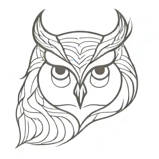 simple black owl face tattoo design idea