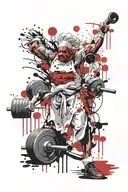 weight training chef in kitchen tattoo design idea