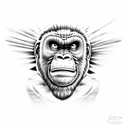 Binary code script  King Kong tattoo design idea