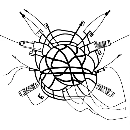 A basketball hoop made of intertwined guns tattoo design idea