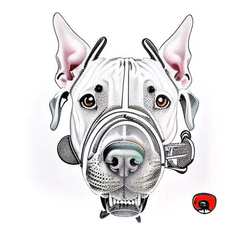 Bull terrier rides a children's bike tattoo design idea