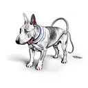Bull terrier rides a children's bike tattoo design idea