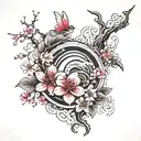 If you're looking to modify the existing tattoo by adding Japanese waves, a Japanese fan, cherry blossoms, and Japanese  tattoo design idea