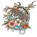 If you're looking to modify the existing tattoo by adding Japanese waves, a Japanese fan, cherry blossoms, and Japanese  tattoo design idea