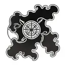 circle with five even lines and first line says M 12.30.87 second line says D 12.27.87 third line says A 10.06.09  tattoo design idea