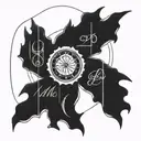 circle with five even lines and first line says M 12.30.87 second line says D 12.27.87 third line says A 10.06.09  tattoo design idea