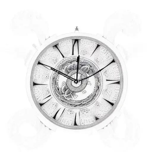 Japanese "Broken Clock With No Hands" Tattoo Idea BlackInk AI