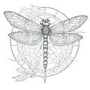 sketch minimal style dragonfly on top of vegvisir Rune design tattoo design idea
