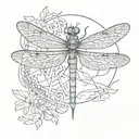 sketch minimal style dragonfly on top of vegvisir Rune design tattoo design idea