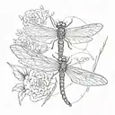 sketch minimal style dragonfly on top of vegvisir Rune design tattoo design idea