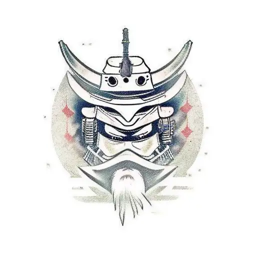 Elmo as a Samurai Warrior in cyberpunk style tattoo design idea