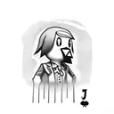 Erik from animal crossing in the joker tarot card  tattoo design idea