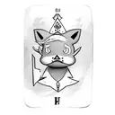 Erik from animal crossing in the joker tarot card  tattoo design idea
