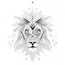 Incorporate geometric shapes into a lion design, utilizing negative space to create a striking tattoo tattoo design idea