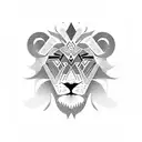 Incorporate geometric shapes into a lion design, utilizing negative space to create a striking tattoo tattoo design idea