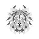 Incorporate geometric shapes into a lion design, utilizing negative space to create a striking tattoo tattoo design idea