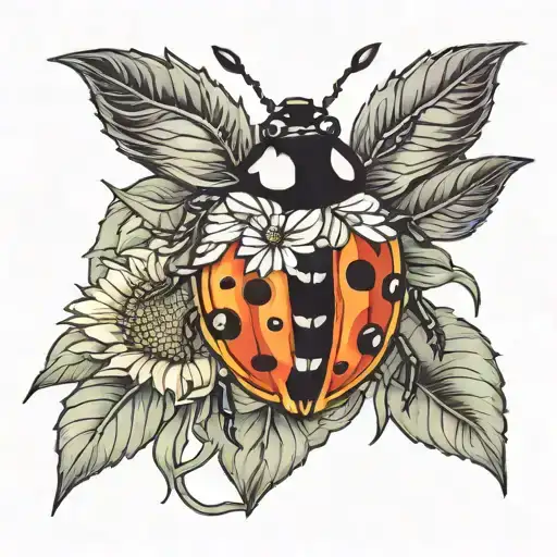 sunflower ladybug tattoo design idea
