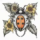 sunflower ladybug tattoo design idea