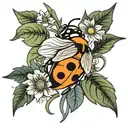 sunflower ladybug tattoo design idea