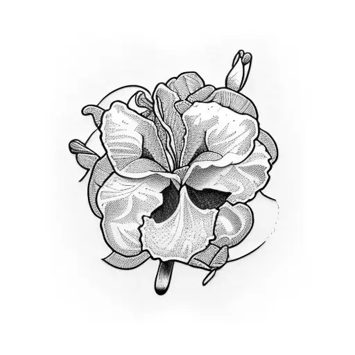 viola and Iris flowers tattoo design idea