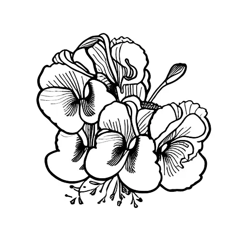 viola and Iris flowers tattoo design idea