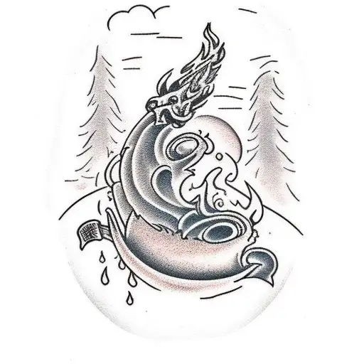 Fire in Forest tattoo design idea